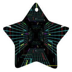 Seamless 3d Animation Digital Futuristic Tunnel Path Color Changing Geometric Electrical Line Zoomin Star Ornament (two Sides) by Mariart