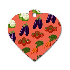 Vegetable Carrot Tomato Pumpkin Eggplant Dog Tag Heart (two Sides) by Mariart