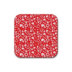 Xmas Pattern Rubber Coaster (square)  by Valentinaart