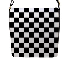 Grid Domino Bank And Black Flap Messenger Bag (l) 