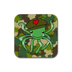 Octopus Army Ocean Marine Sea Rubber Square Coaster (4 Pack)  by Nexatart