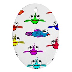 Fish Swim Cartoon Funny Cute Ornament (oval)