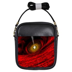 Black Red Space Hole Girls Sling Bags