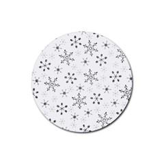 Black Holiday Snowflakes Rubber Coaster (round) 