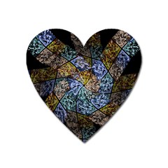 Multi Color Tile Twirl Octagon Heart Magnet by Nexatart