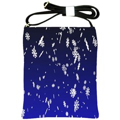 Blue Sky Christmas Snowflake Shoulder Sling Bags by Mariart