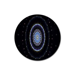 Colorful Hypnotic Circular Rings Space Rubber Coaster (round)  by Mariart