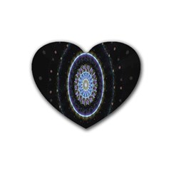 Colorful Hypnotic Circular Rings Space Heart Coaster (4 Pack)  by Mariart