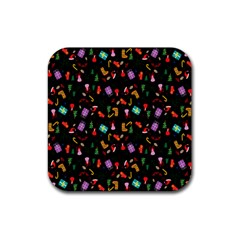 Christmas Pattern Rubber Coaster (square)  by Valentinaart