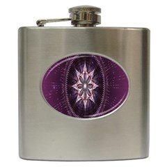 Flower Twirl Star Space Purple Hip Flask (6 Oz) by Mariart