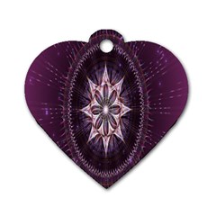 Flower Twirl Star Space Purple Dog Tag Heart (one Side) by Mariart