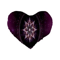 Flower Twirl Star Space Purple Standard 16  Premium Heart Shape Cushions by Mariart