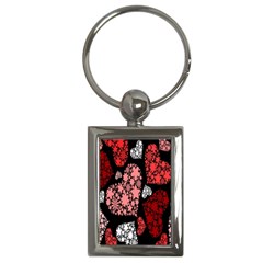 Floral Flower Heart Valentine Key Chains (rectangle)  by Mariart