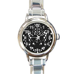 Helmet Original Diffuse Black White Space Round Italian Charm Watch by Mariart