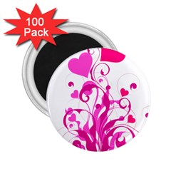Heart Flourish Pink Valentine 2 25  Magnets (100 Pack) 