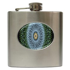 Hipnotic Star Space White Green Hip Flask (6 Oz) by Mariart