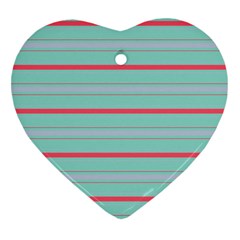 Horizontal Line Blue Red Heart Ornament (two Sides) by Mariart