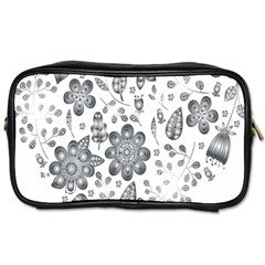 Grayscale Floral Heart Background Toiletries Bags 2-side by Mariart