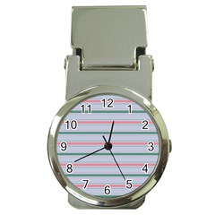 Horizontal Line Green Pink Gray Money Clip Watches by Mariart