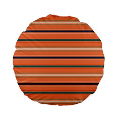 Horizontal Line Orange Standard 15  Premium Flano Round Cushions