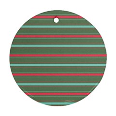 Horizontal Line Red Green Round Ornament (two Sides) by Mariart