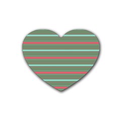 Horizontal Line Red Green Heart Coaster (4 Pack)  by Mariart