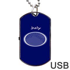 Moon July Blue Space Dog Tag Usb Flash (two Sides) by Mariart