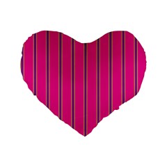 Pink Line Vertical Purple Yellow Fushia Standard 16  Premium Heart Shape Cushions by Mariart