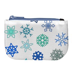 Snowflakes Blue Green Star Large Coin Purse by Mariart