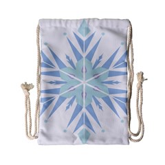 Snowflakes Star Blue Triangle Drawstring Bag (small) by Mariart