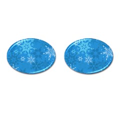 Snowflakes Cool Blue Star Cufflinks (oval) by Mariart