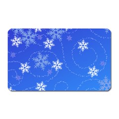 Winter Blue Snowflakes Rain Cool Magnet (rectangular) by Mariart