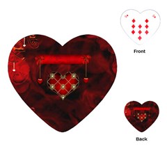 Wonderful Elegant Decoative Heart With Flowers On The Background Playing Cards (heart)  by FantasyWorld7
