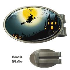 Halloween Landscape Money Clips (oval)  by ValentinaDesign