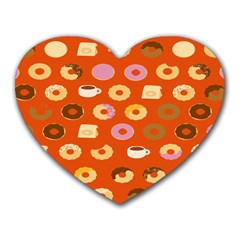 Coffee Donut Cakes Heart Mousepads by Mariart
