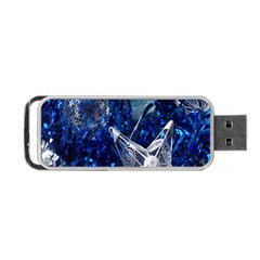 Christmas Silver Blue Star Ball Happy Kids Portable Usb Flash (one Side) by Mariart