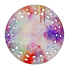 Watercolor Galaxy Purple Pattern Ornament (round Filigree) by paulaoliveiradesign