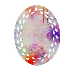 Watercolor Galaxy Purple Pattern Oval Filigree Ornament (two Sides) by paulaoliveiradesign