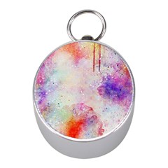 Watercolor Galaxy Purple Pattern Mini Silver Compasses by paulaoliveiradesign