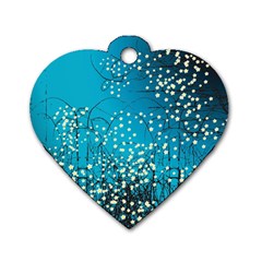 Flower Back Leaf River Blue Star Dog Tag Heart (one Side) by Mariart