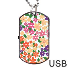 Flower Floral Rainbow Rose Dog Tag Usb Flash (one Side) by Mariart