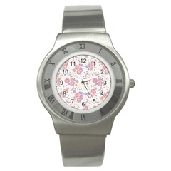 Flower Floral Sunflower Rose Purple Red Star Stainless Steel Watch by Mariart