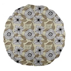 Flower Rose Sunflower Gray Star Large 18  Premium Flano Round Cushions by Mariart