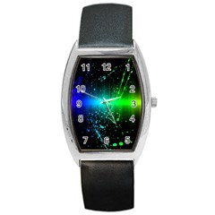 Space Galaxy Green Blue Black Spot Light Neon Rainbow Barrel Style Metal Watch