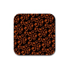 Pattern Halloween Jackolantern Rubber Square Coaster (4 Pack)  by iCreate
