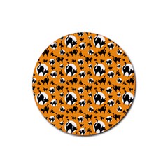 Pattern Halloween Black Cat Hissing Rubber Coaster (round)  by iCreate