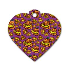 Halloween Colorful Jackolanterns  Dog Tag Heart (two Sides) by iCreate