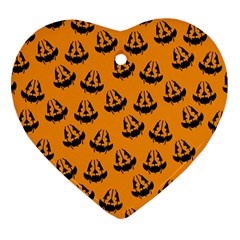 Halloween Jackolantern Pumpkins Icreate Heart Ornament (two Sides) by iCreate