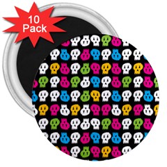 Pattern Painted Skulls Icreate 3  Magnets (10 Pack) 