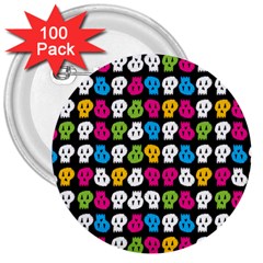 Pattern Painted Skulls Icreate 3  Buttons (100 Pack)  by iCreate